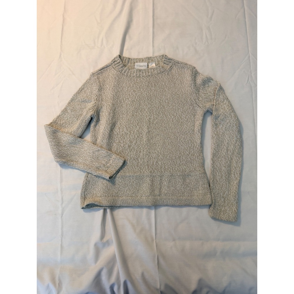 Liz Claiborne Lizsport Womens M Oatmeal Marled Knit Crew Neck Sweater RN52002